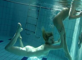 Amazing duet of hot Russian college girls in the pool