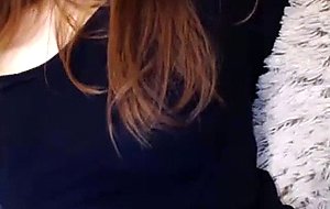 Beautiful lady strokes her cock