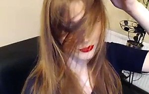 Beautiful lady strokes her cock