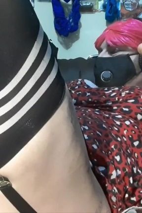 Slut in red skirt and butt plug