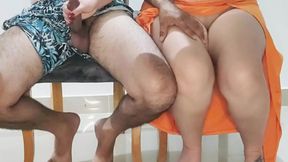 My stepsister&#039;s slut got too hot at dinner with our stepdads - we got caught but she kept riding - REAL - CASE
