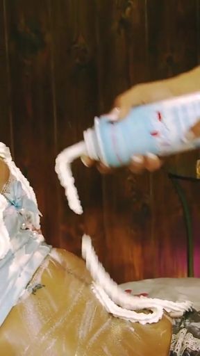 Epic moment from &quot;Pouring whipped cream on her belly and her big juicy lesbian boobies&quot;
