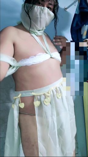 Trans girl dressed as a beautiful genie dancing for her black-dicked boyfriend