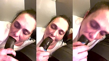 Licking and slurping on this cock