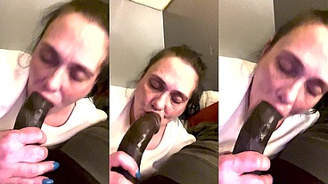 Licking and slurping on this cock