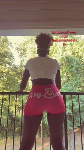 Big Booty Ebony shows off her ThiCk fil A shorts