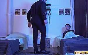Mature old priest punishes young twink and fucks him