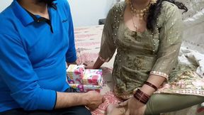 Brother-in-law gives gifts to sister-in-law on her wedding anniversary