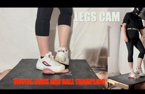 Cruel Raver Girl's Filthy Disruptors Tear Cock and Balls Apart - **** CBT trampling shoejob with rough, chunky FILA sneakers **SEXY LEGS VERSION**