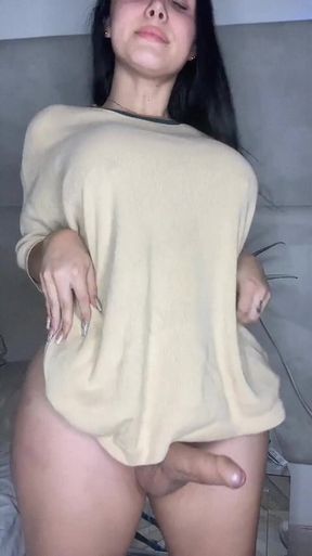 Trans beauty shows off her girl cock on OnlyFans