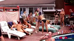 Hottest busty milf at lesbian orgy party