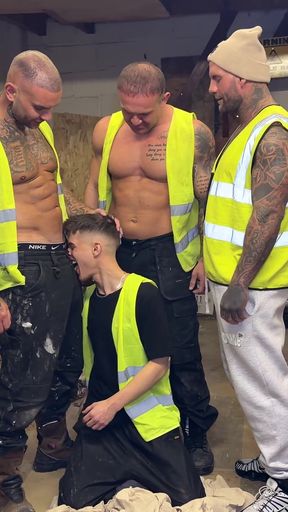 Chav Twink Vs 3 Big Cocks &amp; Covered in 3 Huge Loads