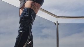 CHAIN SMOKING ADDICTION – Leather Dress & Boots Tease While I Can’t Stop Touching My Pussy
