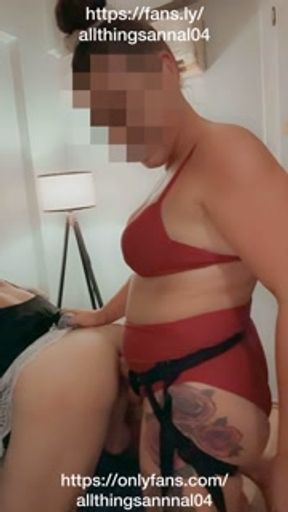 Femdom mistress pegging sissy sub - check out my links for full video