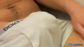 UndieTwinks: Cristian strokes his fat prick through his undies at the shower