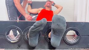 MyFriendsFeet: Bound Blake Star laughs while being tickled hard by Girth