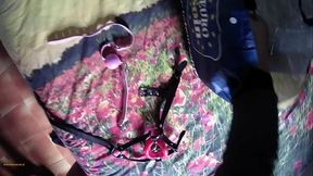 Milf tied to a chair, mouth fucked with ring gag and throatpie POV