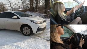 Katya can't drive up the snowy hill