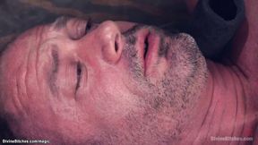 ”Blonde femdom fuck guy with machine”