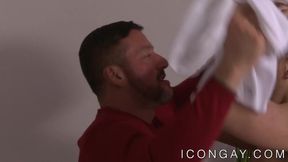 Handsome tattooed gays Roman Todd and Hugh Hunter ass fucking