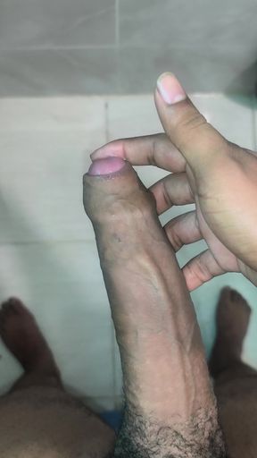 Black masturbates in public bathroom