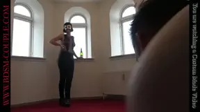 I love to rent special hotel rooms for having fun and making videos. And this hotel suite even had a little room in a tower! I enjoy Champagne and I enjoy having my dear slave-husband crawl towards m…
