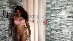 pinky bra panty try on haul and hard anal fuck