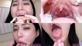 Aya Shiomi - Showing inside cute girl's mouth, chewing gummy candys, sucking fingers, licking and sucking human doll, and chewing dried sardines mout-104 - 1080p