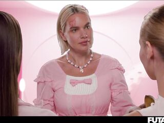 Barbie Amirah shows Barbie Kelly how her hard knob feels in her teen twat