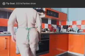 Mature Mom Cooks and Eats Live Meat Pancakes