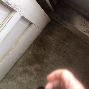 Big cum shot at the front door