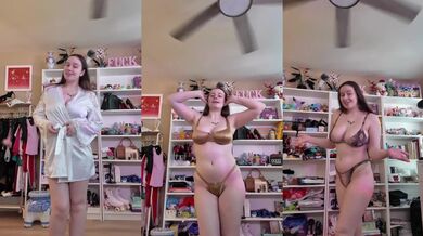 Busty girl strips down in lingerie haul her OnlyFans leaked HD solo session