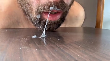 Slurping my cum, then swallowing that load!