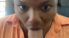 Sloppy Deep throat on my huge dildo