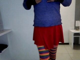 lolass36 In Petticoat, Shlong Thrilled In Mirror Reflection