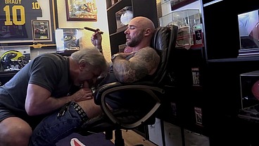 Jason Collins Blowjob while smoking a cigar in my trophy room!