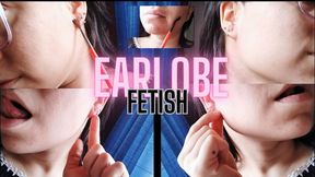 EARLOBE FETISH with attached earlobe: licking, brushing, and worshipping wetness