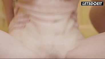 Tattooed blonde milf double penetrated in a sauna with two cocks