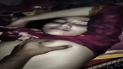 Sexy village girlfriend sucked her lover's dick and got her pink pussy fucked at night
