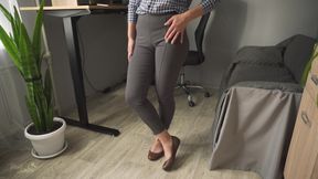 Naughty Secretary Seduces You with Her Cameltoe in Tight Trousers