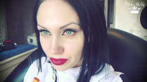 Smoke from dark red big lips