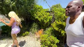 horny brittany andrews gags on landscaper lexington s rod!