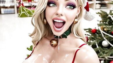 Lisa's holiday cheer gets swallowed deep in throat and across her face