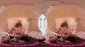 VRB TRANS Valentine's threesome with two hot Darling in sauna VR Porn