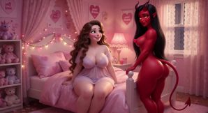 Red Desire Awakens in a Pink Bedroom Passionate Summoning (AI generated)