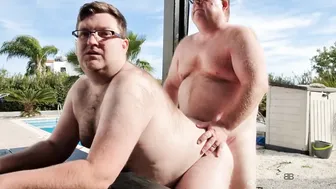 Hairy Ginger Bear Gets Barebacked on Outdoor Bench