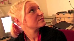 Ahegao Blonde Licking Throbbing Cock Dripping Spit