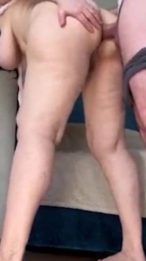 Mature MILF Shakes Her Tits While Her Ass Is Being Anal Fucked.