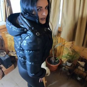 Milfycalla- a Lot of Cum on My Black Down Jacket and Black Leather Leggings 216