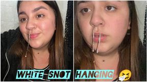 Streams of white liquid mucus